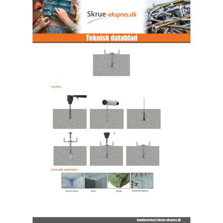 1 x Skrue til beton hoved Pan hoved TORX T30 6X60 Bimetal