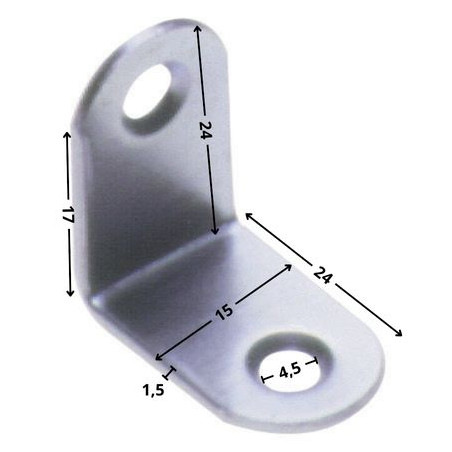 1 x Beslag 24X24X15 2 huller diameter 4,5 elforzinket stål