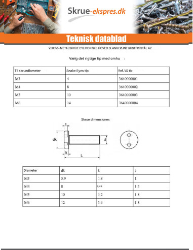 1 x Vis m-hastighed Ukrænkelig panhoved SLANGE...