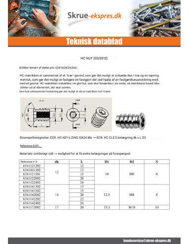 1 x Møtrik Sekskantet fatning 10 M10 17X20...
