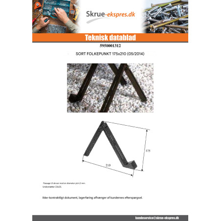 1 x STØTTE PLADE BEGRAVELSE sort galvaniseret 175X210