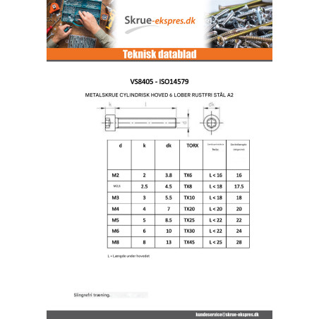 1 x Vis m-hastighed panhoved T25 Rustfrit stål A2 M5X10 Fuld trÃ¥d