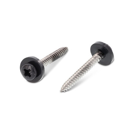 1 x Gevindvalse skrue panhoved Pozi PZ8 + Skiver Nylon 3,9X19 Rustfrit stål A2 RAL7016 antrasit grå