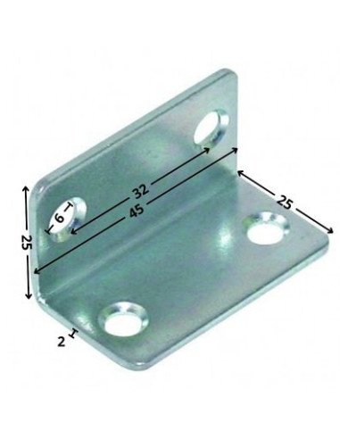 1 x Beslag 25X25X45 4 huller diameter 6...