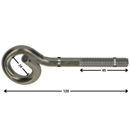 1 x Gym krog Gevind metal Rustfrit stål A2 10X120