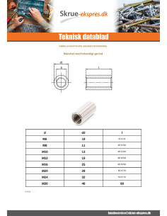 Gevindmuffe cylindrisk gevind M10X40 Rustfrit stål A4 2