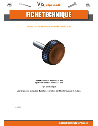 Ende Stramme sort nylon M6X28 Hoveddiameter 20