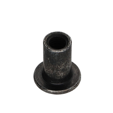 1 x Bindemøtrik fladt hoved Hoveddiameter 15 diameter 9 Længde under hoved 15 M6 Sekskantet fatning 4 sort galvaniseret