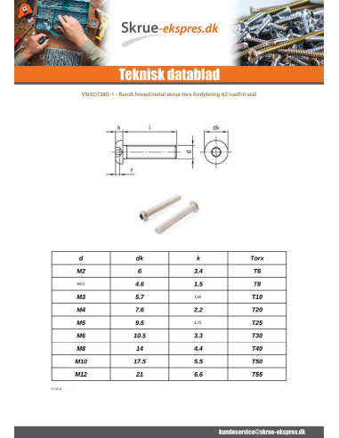 1 x Vis m-hastighed hoved Pan hoved T40 M8X16...