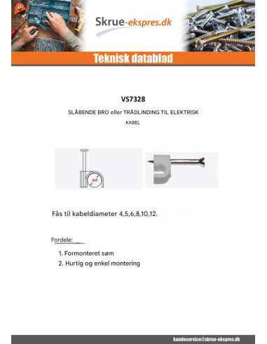 1 x Sømklemme to HIT diameter 4 hvid nylon