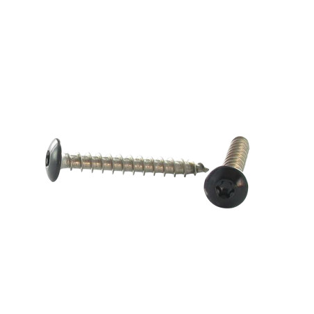 1 x Skrue hængsel 7X45 Gevind 38 T30 Rustfrit stål A2 Sortlakeret RAL9005 dyb sort