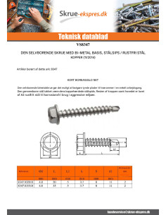 Selvborende skrue Bimetal Sekskantet hoved Flange bore... 2