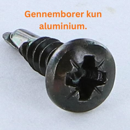 1 x Selvborende skrue Rustfrit stål A2 Sort panhoved Pozi 3,5X13