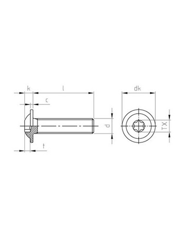 1 x Vis m-hastighed pan hoved Flange T30 M6X90...