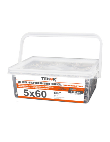 1 x Spand med 195 Terrasseskrue TEKOR 5X60...