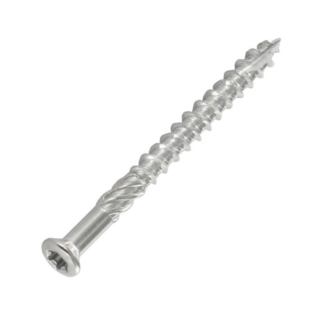 1 x Spand med 455 Terrasseskrue TEKOR 4X40 spids anti-kløvning type 17 cut Stål C1 AISI 410 forsænket hoved T15