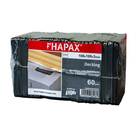 1 x Parti på 60 Bjælkebeskyttelsespuder 100X100X3 EPDM