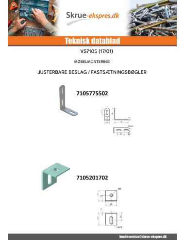 1 x Beslag justering 26X26X40 3 huller...