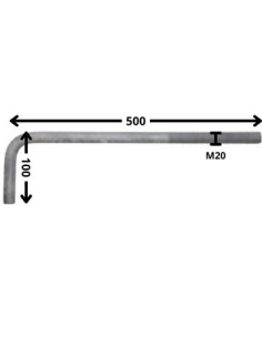 Hængsel metal lang længde M20X500 Gevind 150... 2