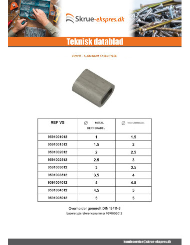 1 x Krympemuffe Aluminium til kabel...