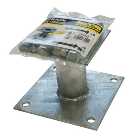 1 x Stolpebase fast med FASTGØRELSER 140X140 modstandsdygtig mod korrosion varmgalvaniseret stål