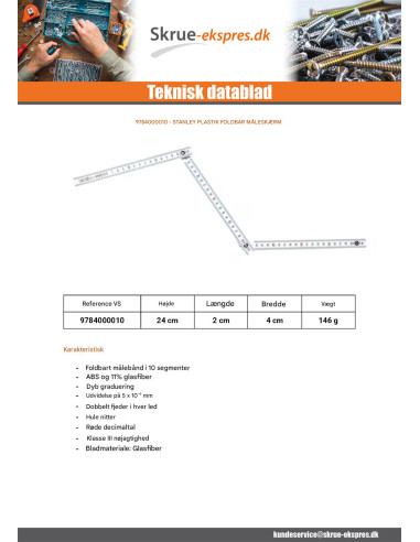 1 x Foldemåler plastik STANLEY 2 meter