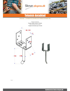 Stolpebase justerbar 60X135 modstandsdygtig mod korrosion... 2