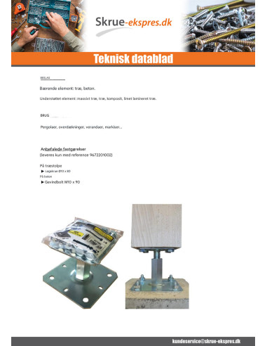 1 x Stolpebase justering 130X130 M20 Sort
