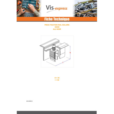 1 x Tang Montering SOLAR 35X55 Aluminium Sort I