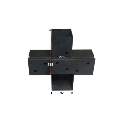 1 x Samleplade EKSPRES 4 Retninger sort galvaniseret 92X185X275
