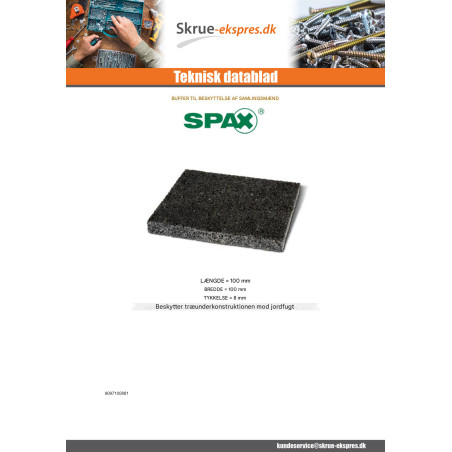 1 x Parti på 20 Bjælkebeskyttelsespuder Spax 100X100X8