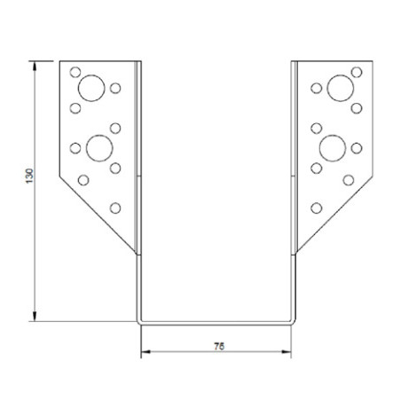 1 x Bjælkesko U-formet to Vinger udenfor 75X130 sort galvaniseret