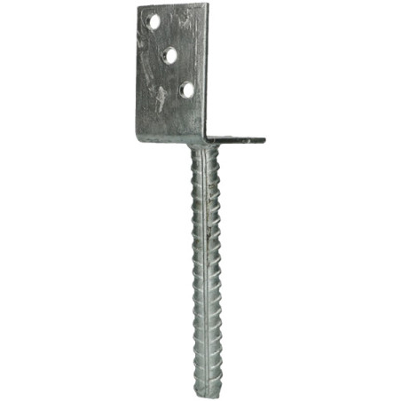 1 x Stolpebase stil L 60X100X80 elforzinket stål