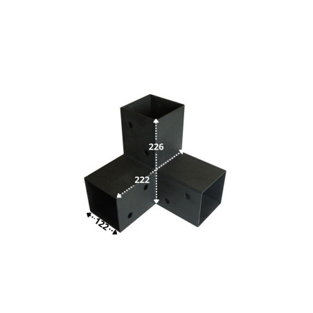 1 x Samleplade EKSPRES 3 Retninger sort galvaniseret 122X226X222