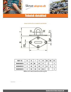 Sømklemme to monteringsplade diamant 40X65 Rustfrit stål A2 2