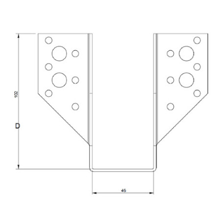 1 x Bjælkesko U-formet to Vinger udenfor 46X102 sort galvaniseret