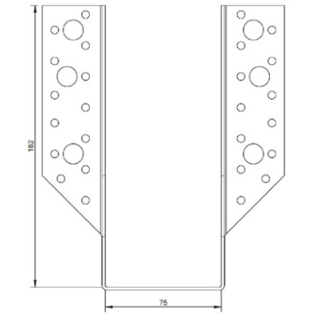 1 x Bjælkesko U-formet to Vinger udenfor 75X182 sort galvaniseret