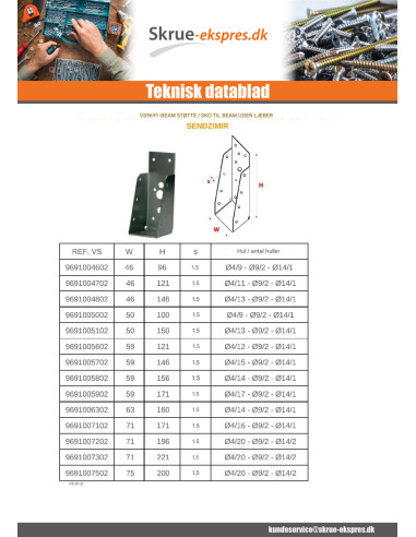 1 x Bjælkebøjle BJÆLKE uden LÆBE sendzimir 63X160