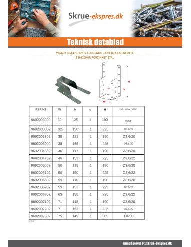 1 x Bjælkesko med foldbar flange sendzimir 59X110