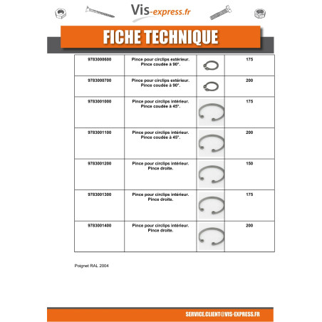 1 x Tang Låseringe Indvendig ALBUE 45 grad længde 200