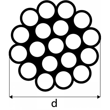 1 x Meter Kabel diameter 2 Rustfrit stål A4 1X19 max. belastning 330 kg (sælges pr. meter)