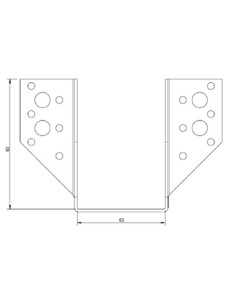 Bjælkesko U-formet to Vinger udenfor 63X98 sort galvaniseret 2