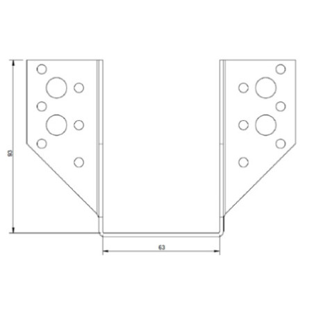 1 x Bjælkesko U-formet to Vinger udenfor 63X98 sort galvaniseret