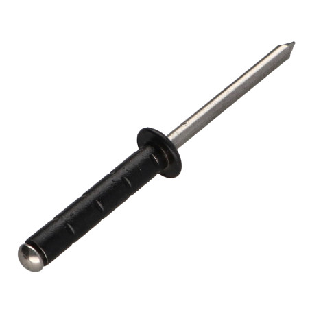 1 x Nitte Aluminiumshus / Rustfri stålstang fladt hoved 4,8X25 RAL9005 dyb sort POL