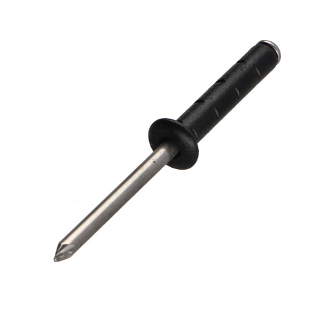 1 x Nitte Aluminiumshus / Rustfri stålstang fladt hoved 4,8X25 RAL9005 dyb sort POL