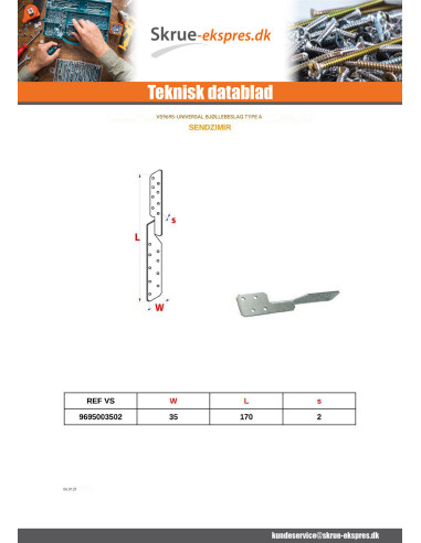 1 x Ben af BJÆLKER Tipo to sendzimir 35X170...