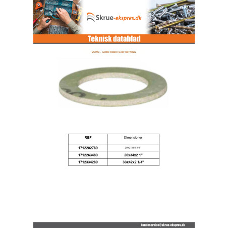1 x Grøn fiber flad pakning 24X16X1.5 (3/4")