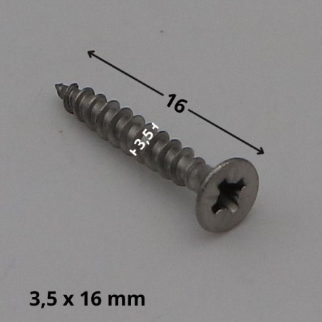1 x Træ og spånplade skrue Rustfrit stål A2 forsænket hoved Pozi 3,5X16