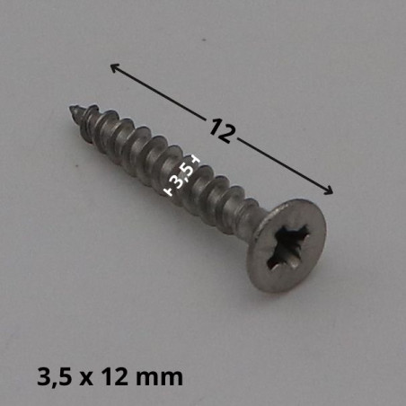 1 x Træ og spånplade skrue Rustfrit stål A2 forsænket hoved Pozi 3,5X12