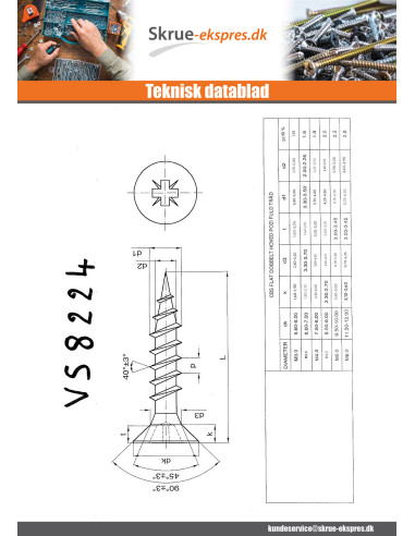 1 x Træ og spånplade skrue Rustfrit stål A2...